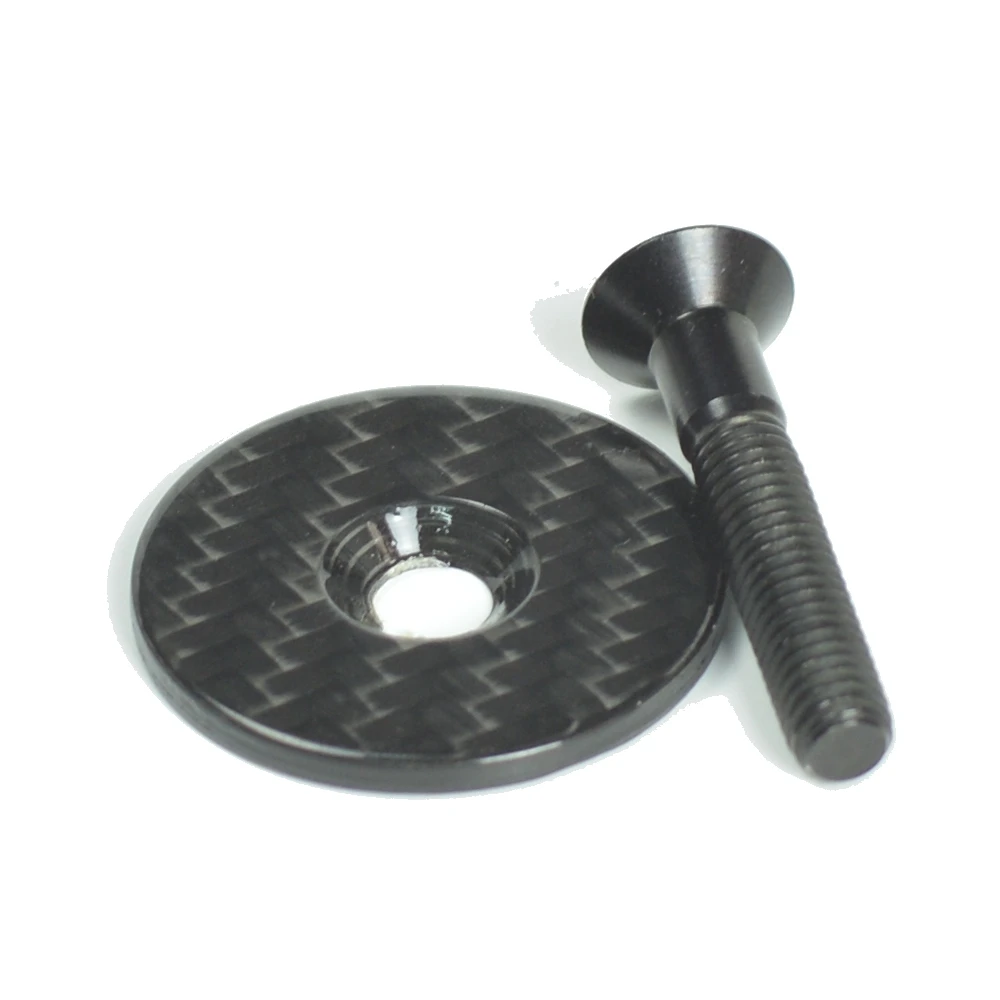 

MCELO Bike Superlight 7g Carbon Bicycle Stem Top Cap with Ti Screw For 28.6mm 1 1/8" Steerer Fork Tube Caps Headset Cap Cover