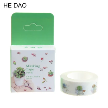 

1 Pcs 10m*15mm Green Fresh Leaf Succulent Diy Paper Japanese Washi Tapes Masking Adhesive Tapes 10m Scrapbooking School Supplies