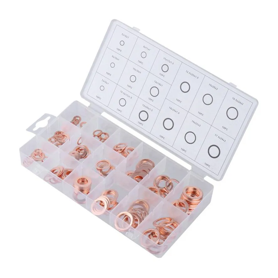 

New 150 x Oil Drain Plug Copper Sealing O Ring Washer Assortment Car Garage
