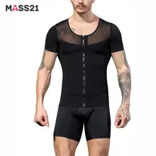 Мужской формирователь тела, для похудения, на молнии, стрейчевый сетчатый жилет, майка, компрессионная рубашка, для контроля живота, нижнее белье, для тренировок по талии, Корректирующее белье