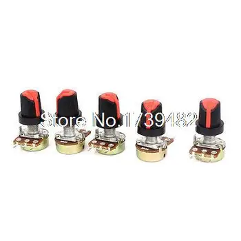 

5pcs B50K Ohm 3 Terminals Rotary Shaft Audio Type B Potentiometer Pot