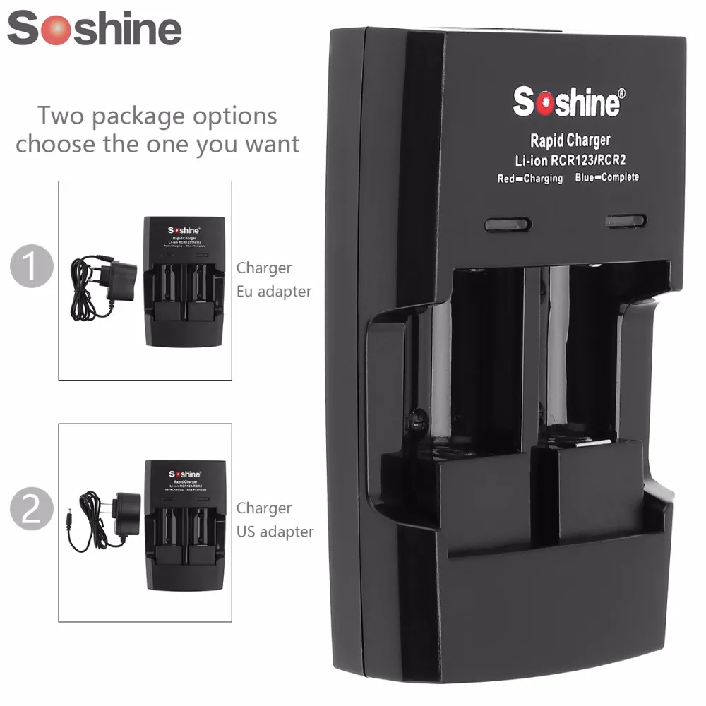 Soshine Charger for 9V Li-ion Ni-MH //LiFePO4 Rechargeable Battery w// Indicator