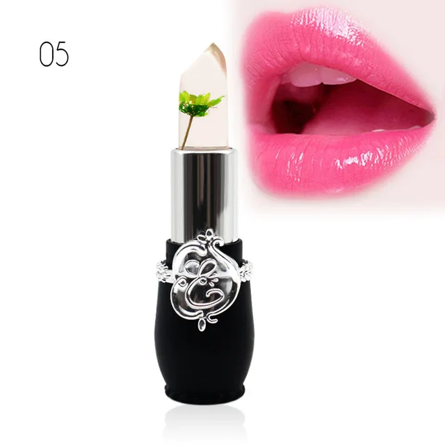 MINFEI увлажняющая черная губная помада с цветком, меняющая температуру, водостойкая Желейная Помада для губ, сексуальный прозрачный Кристальный бальзам для губ - Цвет: 05