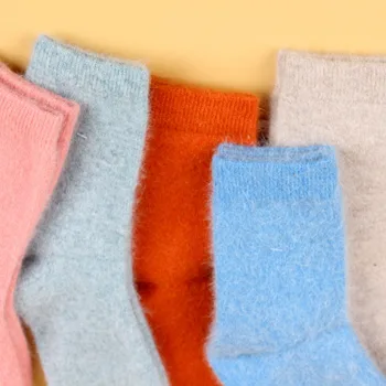 

Thicken rabbit wool socks women thickening ring ladies winter tube socks solid color ladies multicolor thick snow socks