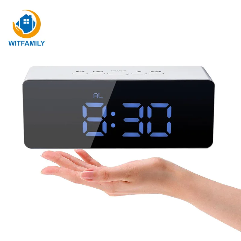 

Multifunctional Mirror Digital Alarm Clock Night Light Snooze Temperature Time LED Display Electronic Home Office Table Clocks