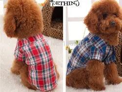 Собака рубашки новый маленький питомец собака щенок одежда пледы футболка Размеры S M L XL щенок рубашки одежда розовый синий