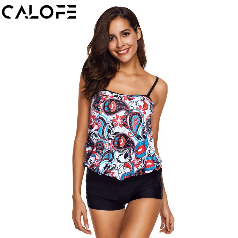 CALOFE Women Large Size Swimsuits High Cut Swimwear Baywatch Plus Size