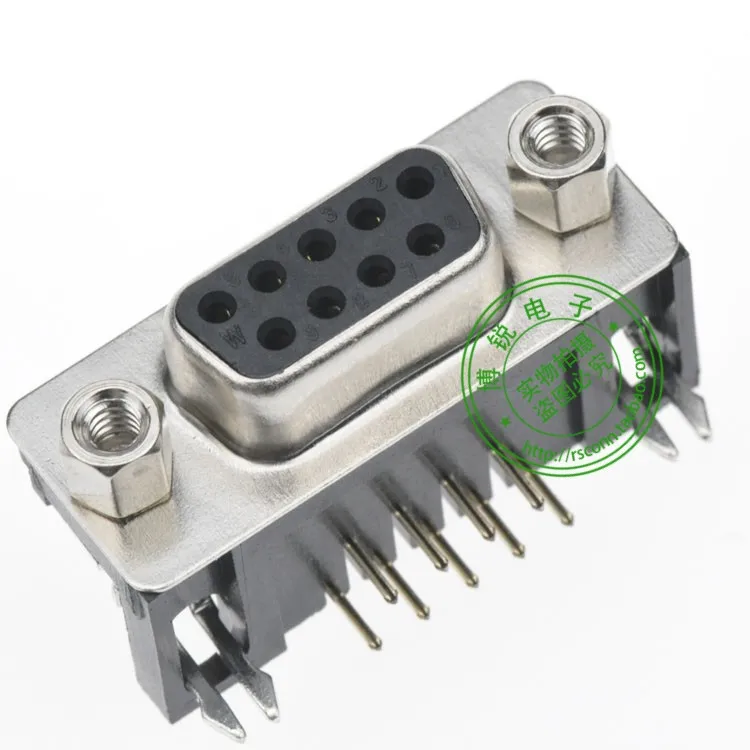 

High quality environmental gilded 1U DB DSUB connector 9PIN 90 DR 232 , bent female socket