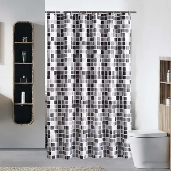 

New Moldproof Waterproof Shower Curtain Polyester 12 Hooks Mosaic Printed Bathroom Bath Shower Curtain Eco-friendly L702