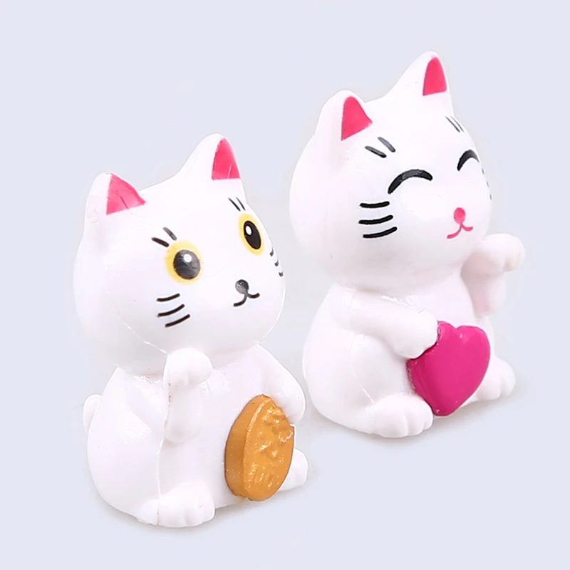 WHISM Fortune Cats Сказочный Сад, миниатюра детские игрушки Мини Волшебный счастливый кот микро Фигурки ПВХ влюбленные куклы Манеки Неко украшения