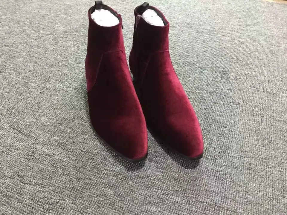 WPG Men Chelsea Western Motorcycle Boots Wine Red