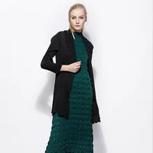 Демисезонный Для женщин жатого морщин моды Новые однотонные Цвет куртка с длинными рукавами Caot