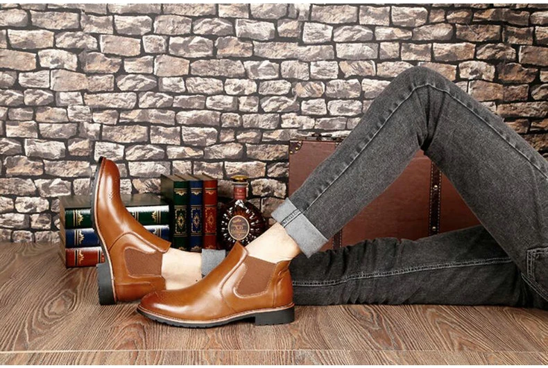 Men's Boots' Casual Round Toe Ankle Chelsea Boots Men Leather Men Winter Shoes hot 2018 Winter Shoes Mens Warmful Snow Boot Mens (11)