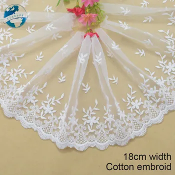 

18cm white cotton embroidery lace french lace ribbon fabric guipure diy trims warp knitting sewing Accessories#3279