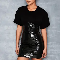 Юбка из полиуретановой кожи, облегающая черная юбка, женское мини-S-L, новинка, хит продаж