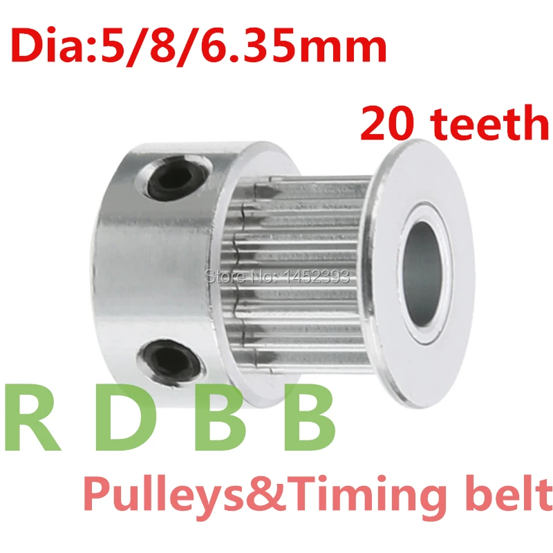 

GT2 Timing Pulley 20 teeth Bore 5mm 6mm 6.35mm 8mm for Width 6mm GT2 synchronous belt 2GT Belt pulley 20teeth 20T