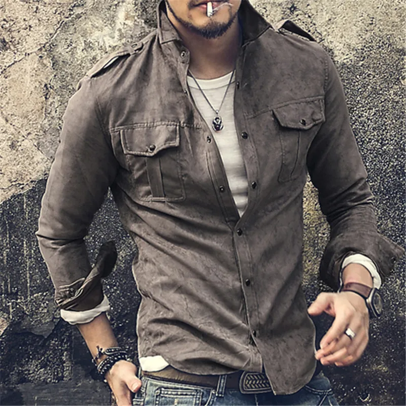 Kaufen Neue Herbst frühling Baumwolle Männer Shirts Langarm Militär Shirt Casual Marke Camisa Masculina Armee stil Kleid Hemd