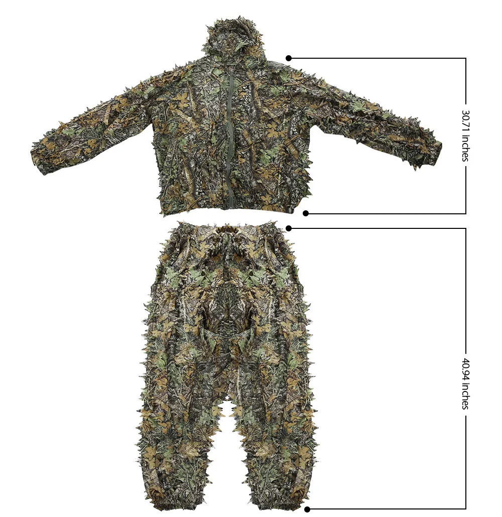 3D Camouflage Clothing Leafy Jungle Suit Set for Hunting Birding