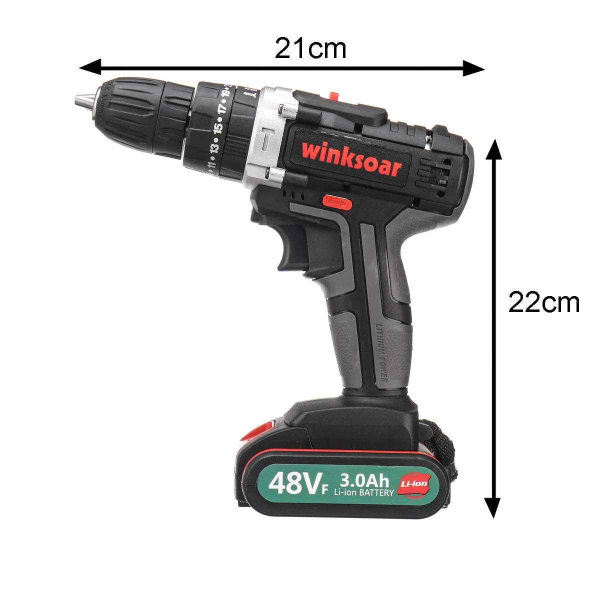  2-speed 48VF Cordless Electric Screwdriver Impact Drill 25+1 Torque Rechargeable Battery Electric D