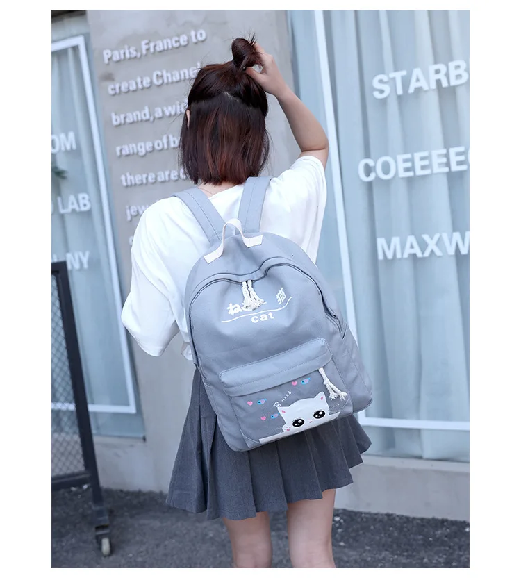 Fashion female backpack 5 Pcs/set Casual Rucksack Women School Backpacks Schoolbags School For Girl Teenagers Canvas Backpack