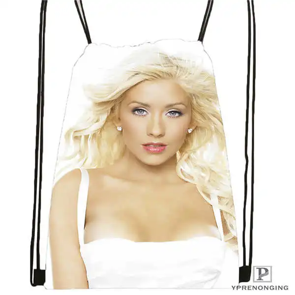 Custom christina aguilera Drawstring Backpack Bag Cute Daypack Kids Satchel Black Back 31x40cm 180612 03 christina
