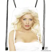 Custom christina aguilera Drawstring Backpack Bag Cute Daypack Kids Satchel (Black Back) 31x40cm#180612-03-christina aguilera