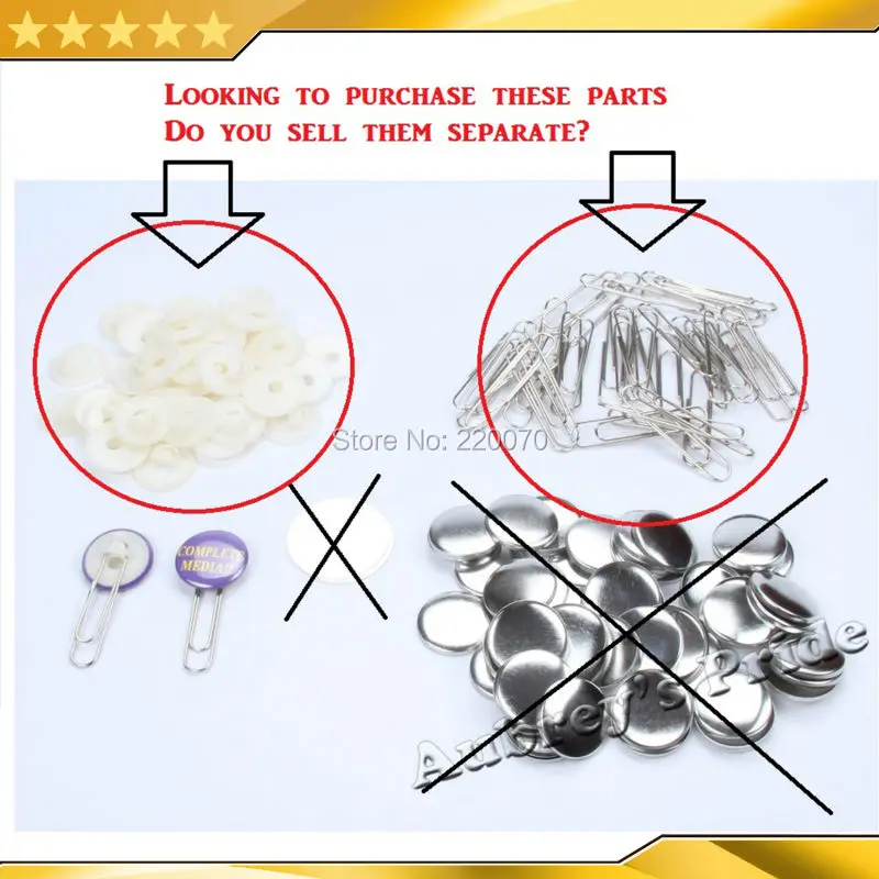 

100 Sets 1" 25mm Round Plastic Piece and Paper Clip Metal Paper Clip Button Supply Materials