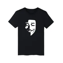 2016 Men’s T Shirts 100% Cotton o-neck Summer T-shirts Male Short Sleeve Tshirts Quality Tee tops Plus Size 4XL V for Vendetta