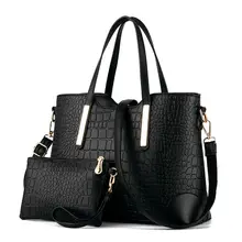 2017 bolso de las mujeres bolso de mano de cuero michael cocodrilo crossbody bolsa de mensajero del hombro del embrague bolsas de asas + bolso 2 sets sac F40-777