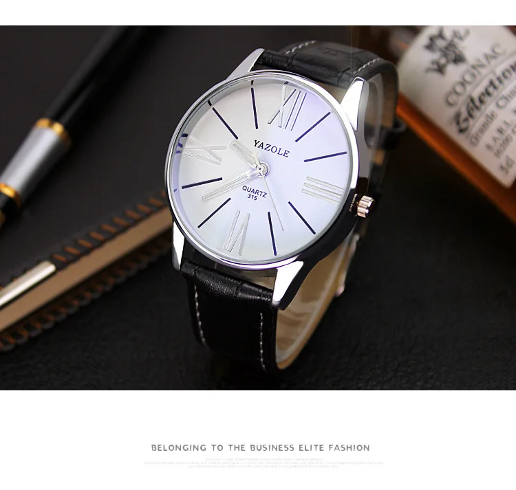 YAZOLE модные мужские часы простые бизнес кожаные кварцевые наручные часы Роскошные мужские часы Montre Homme zegarek meski