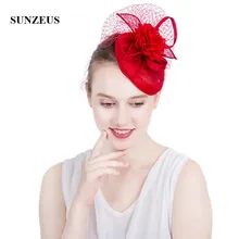 Постельное белье с цветами Свадебные шляпы красные очаровательные кепки с тюлем Белые Свадебные шляпы chapeau de mariage pour adulte SH74