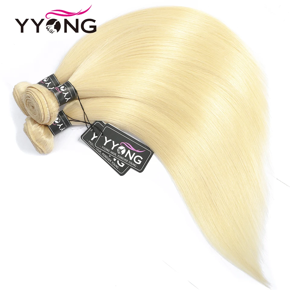  Yyong 613 Honey Blonde Bundles With Closure Brazilian Straight Remy Human Hair Bundles With Closure