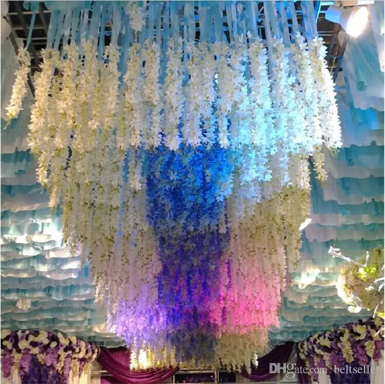 65cm Long Artificial Hanging Orchids Plants Fake Silk Flower Vine