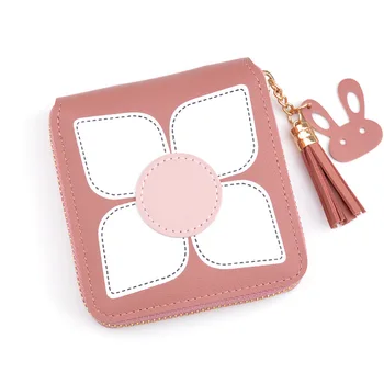 

2019 fashion solid tassel Leather Small Wallet Women Mini Women Wallets Purses Female Short Coin Zipper Purse Credit Card