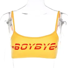 Желтый хлопковый укороченный топ, женские рубашки, сексуальная майка без рукавов, майка, летняя одежда для фитнеса, одежда для мальчиков с буквенным принтом