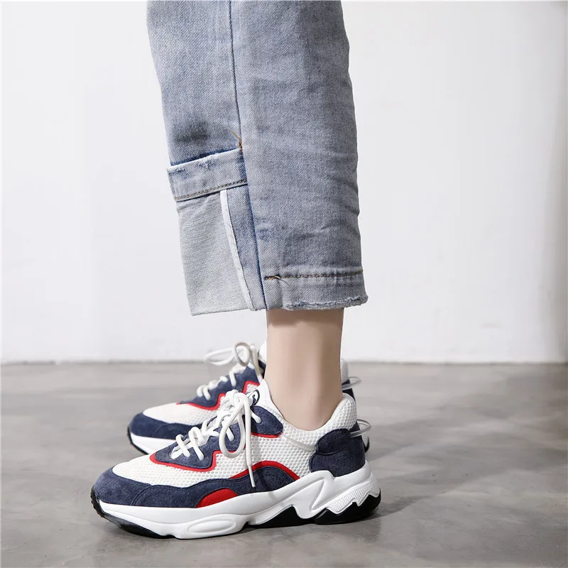 

Shoes Women Platform Sneakers Reflective zapatos de mujer Brand Patchwork chaussures femme Mesh Lady Chunky footware Breathable