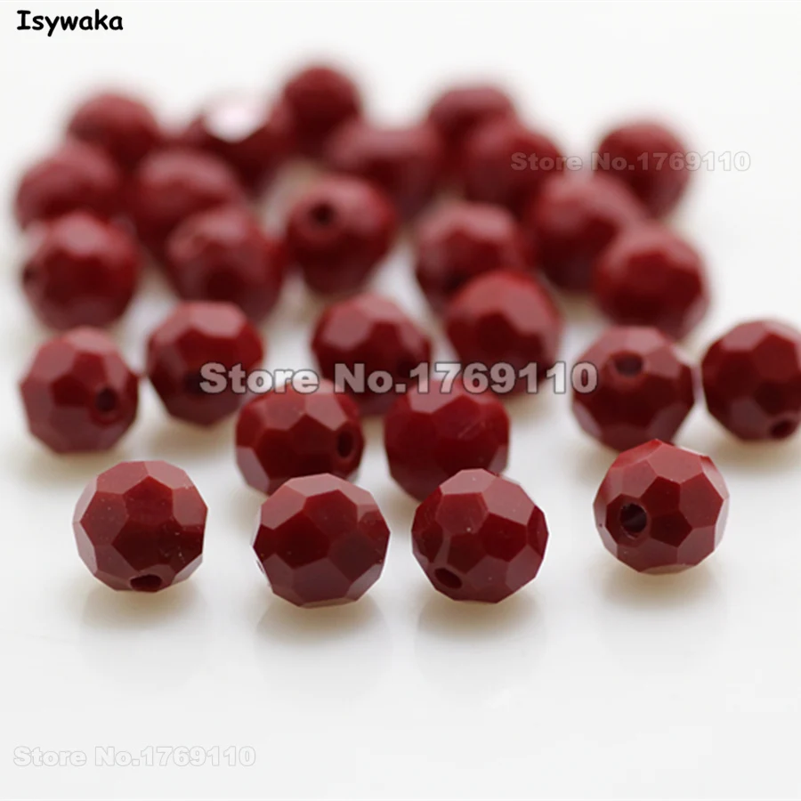 

Isywaka 100pcs Non-hyaline Red Color Round 6mm Austria Crystal Beads charm Glass Beads Loose Spacer Bead for Jewelry Making