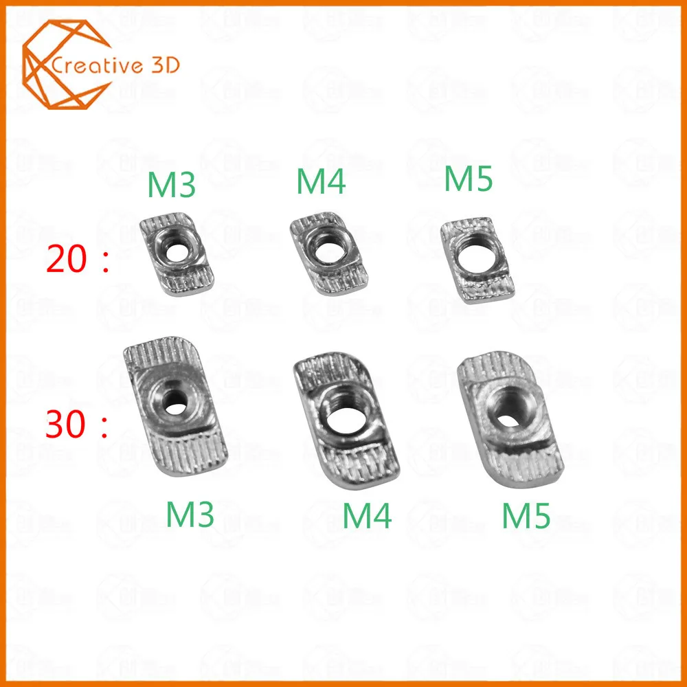 

50Pcs M3/M4/M5*10*6 For 20 Series Slot T-nut Sliding T Nut Hammer Drop In Nut Fasten Connector 2020 Aluminum Extrusions HW109