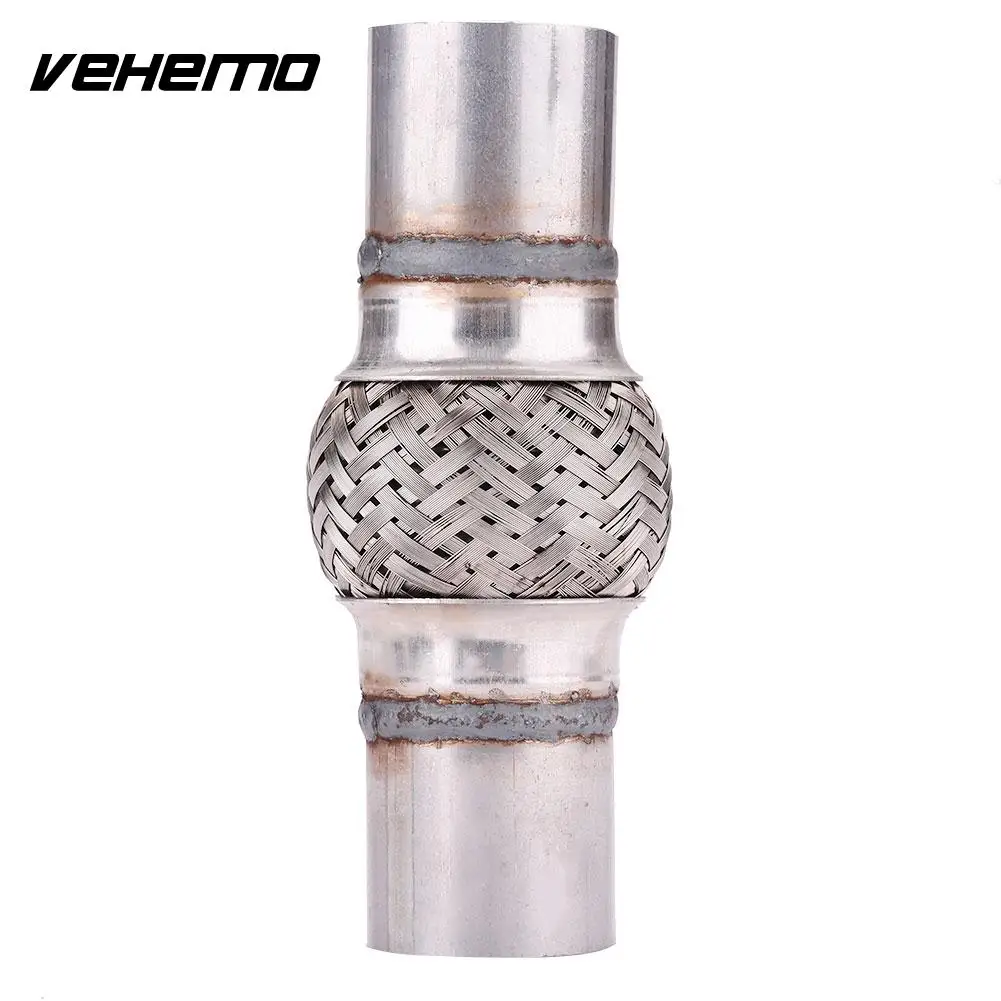 2 Inches Car Stainless Steel Exhaust Flex Pipe w/Ends Double Braid OAL