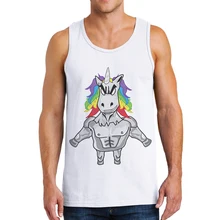 Мужские модные топы на бретелях с забавным рисунком лошади единорога, Мужской Жилет Хипстер, хлопок, майка без рукавов для фитнеса, мужские майки