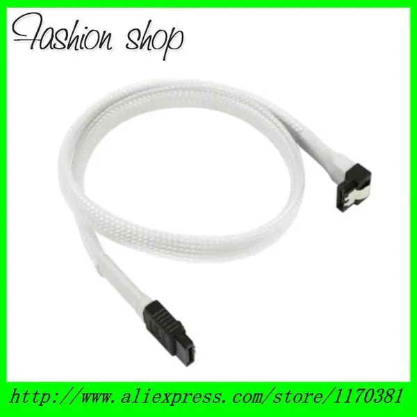 

High quality 18" White Sleeved SATA 3.0 7Pin SATA III 6Gb/s Right Angle to Straight HDD Hard Drive Date Cable