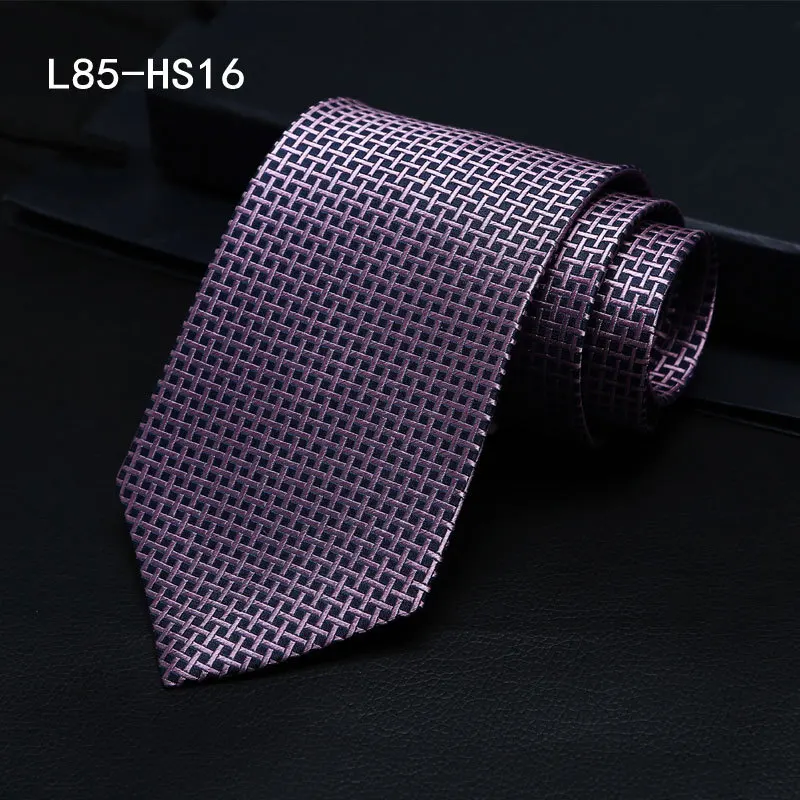 8 см роскошный натуральный шелковый галстук для шеи мужская деловая рубашка геометрический узор в полоску и горох Галстуки свадебные подарки для мужчин подарок - Цвет: L85-HS-16