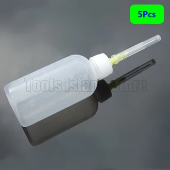 

5pcs/set 50ml Transparent Plastic Needle Bottle Glue Dispenser Clear Liquid Dropper Bottle for Rosin Solder Flux Paste