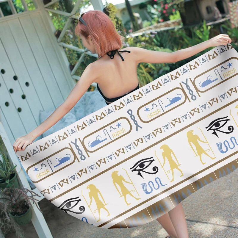 

Vintage Egyptian Culture Printed Beach Towel Microfiber Rectangle Bath Towel For Adult Kids Large Travel Sport Yoga Mat Tapestry