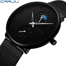 Новые мужские s часы CRRJU лучший бренд класса люкс мужские модные кварцевые часы идеальный подарок черный циферблат современный стиль relojes hombre