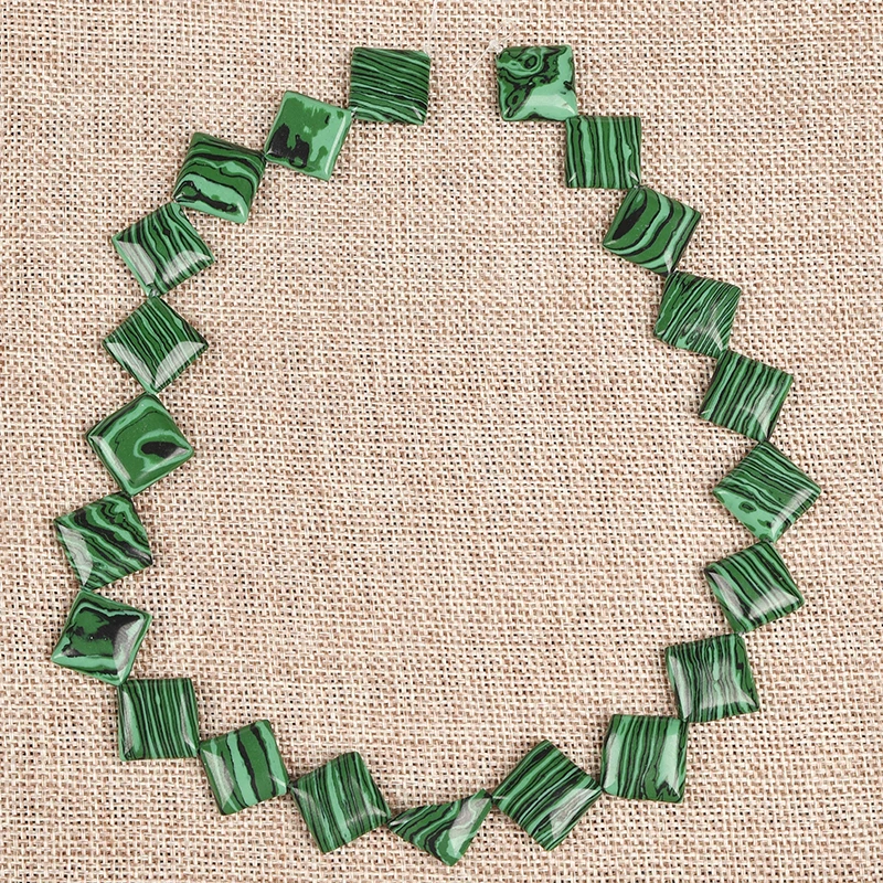 

Perfect shape and Regular size The cube Rule Dark Green with black stripes 14*14*5 MM Synthesis Malachite Stone bead