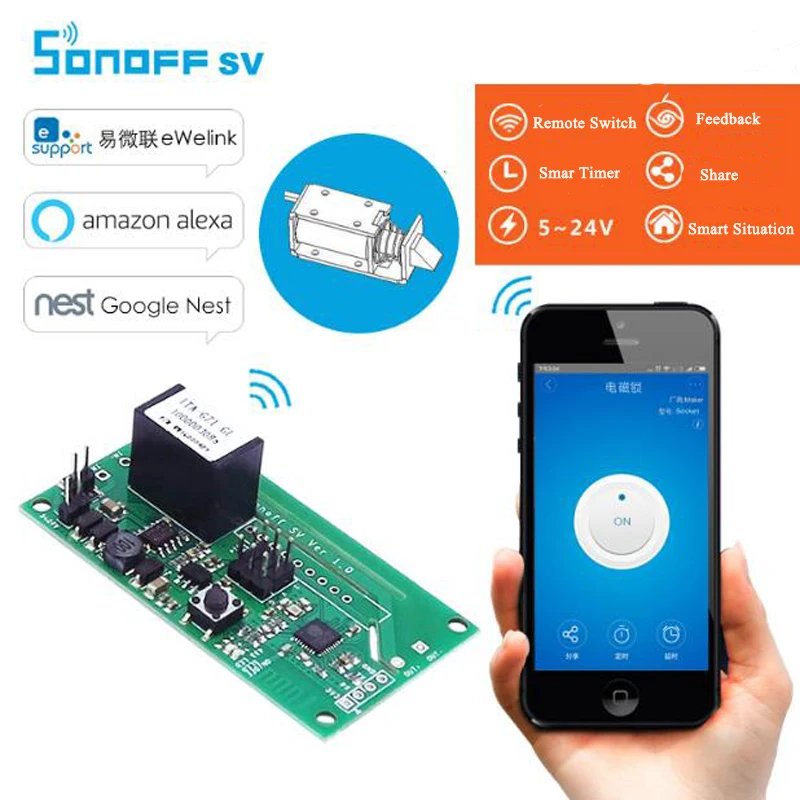 Inteligente sem Fio Módulo de Automação Itead Sonoff Wifi Interruptor Seguro Tensão 5-24 v dc Residencial Inteligente Apoio Desenvolvimento Secundário sv