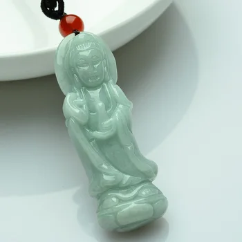 

FENGASHOUW Authentic natural jade hand carved Guanyin Pendant Necklace Fashion Accessories for men and women