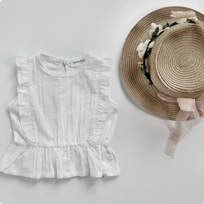 

2019 Korean Toddler Kids Girls Baby Girl Blouse Lace Princess Kids Sweet Summer Clothings