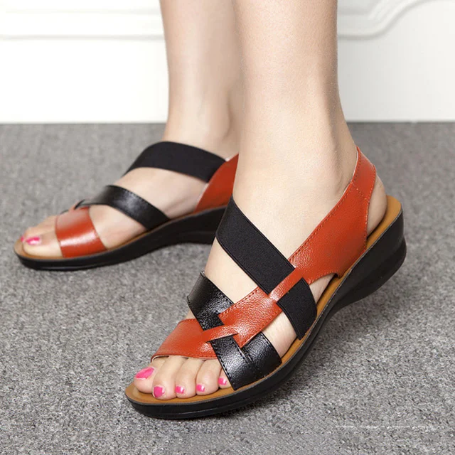 Leather Women Sandals Soft Bottom Mother Sandals Peep Toe Fashion Ladies Sandals&hellip;